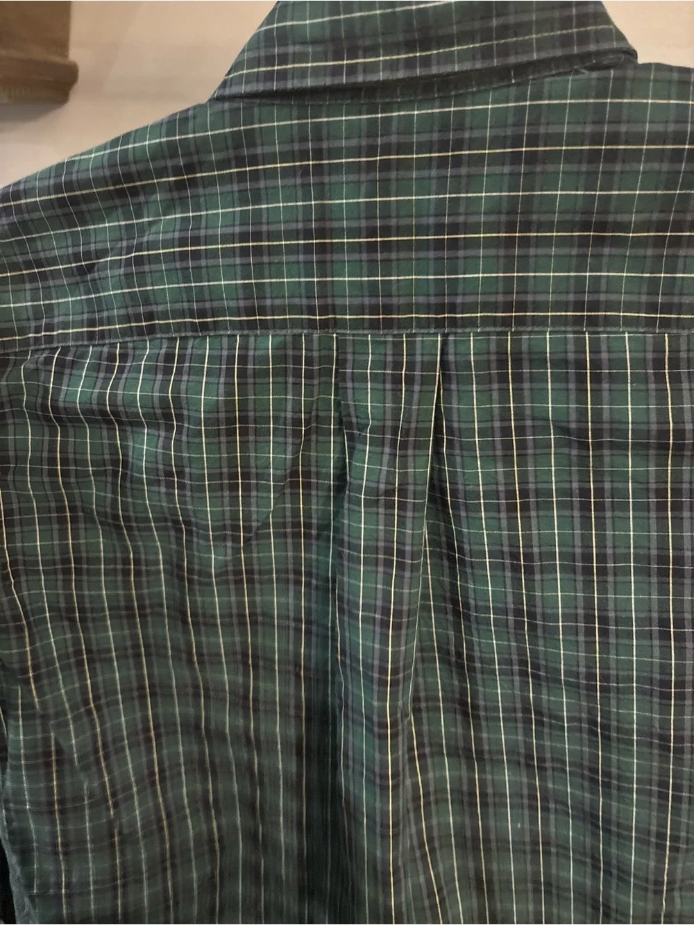 Ralph Lauren Green and Navy Plaid Button-Down Shirt- size medium (10-12Y)